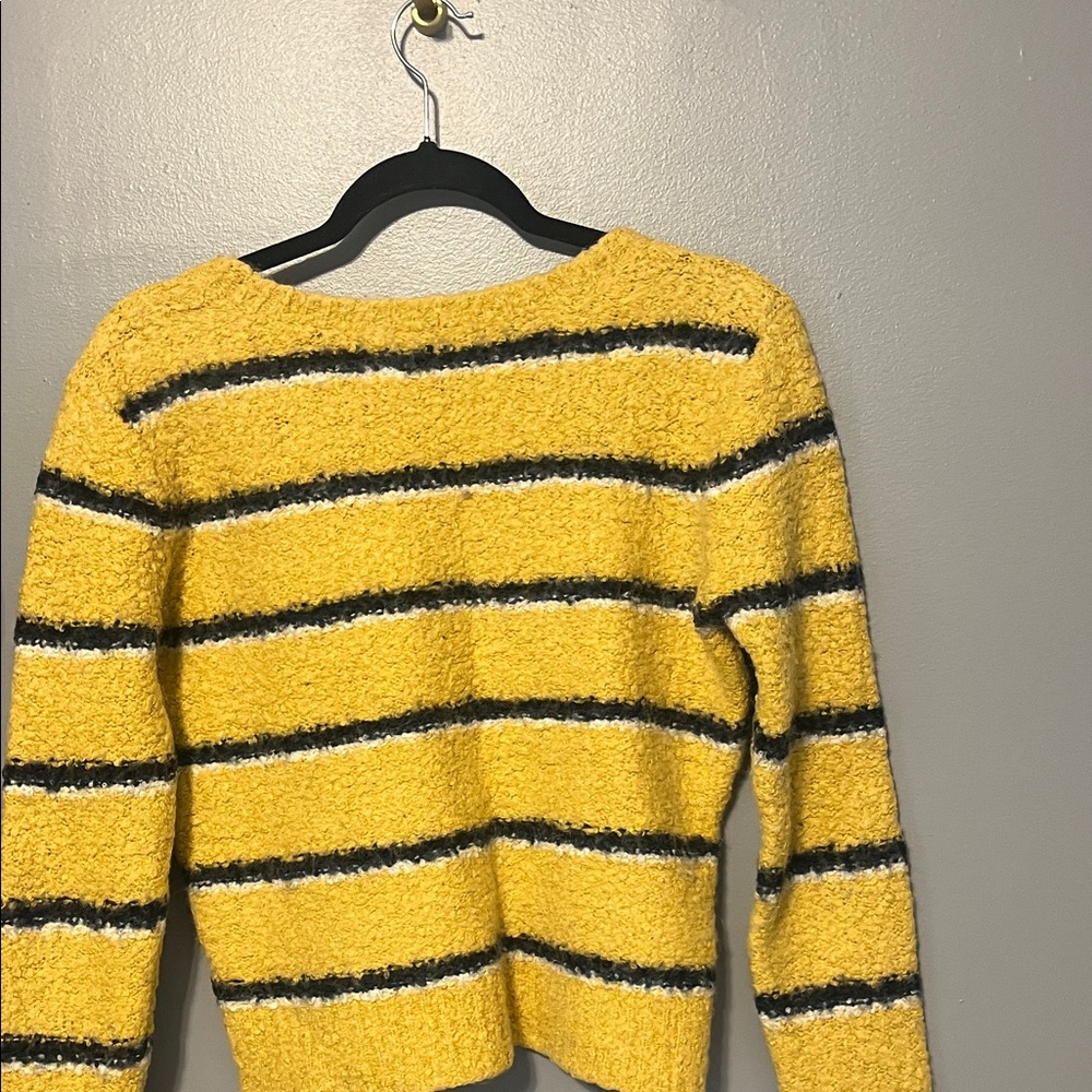 Free People Yellow Striped Fuzzy Knit Sweater - Picture 3 of 4